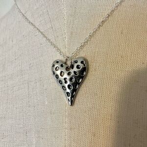 Silver tone heart pendant necklace
